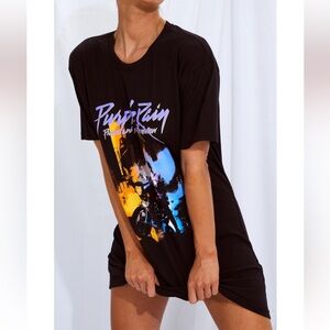 Black Graphic Purple Rain T-Shirt Dress